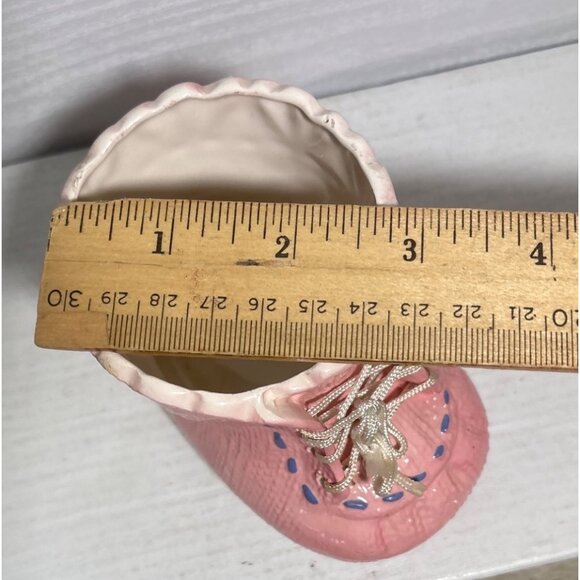 Inarco Ceramic Pink Baby Bootie Planter With Lace Detail Japan Vintage 3.25" Tal - Picture 7 of 9